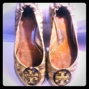Tory Burch Gold ballet flats